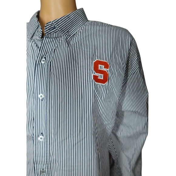 Syracuse University Shirt Size 2XL XXL Orange Logo Striped Dress Button New NWT‎ - Picture 1 of 5